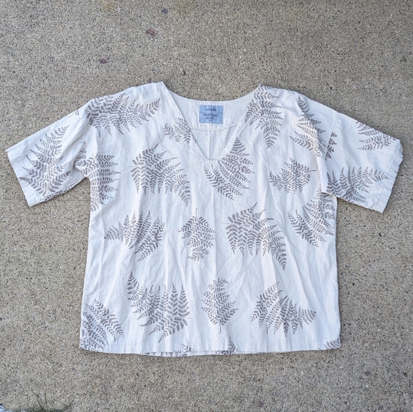 TONLE veha fern print linen popover top S M - Picture 8 of 9